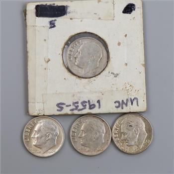 Roosevelt Silver Dimes, 4 Pieces