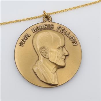 Rotary International Paul Harris Token Necklace And Pin Set