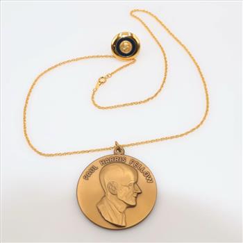 Rotary International Paul Harris Token Necklace And Pin Set