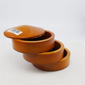 Round Wooden Rotating Jewelry Box