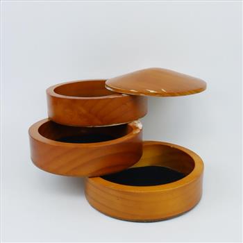 Round Wooden Rotating Jewelry Box