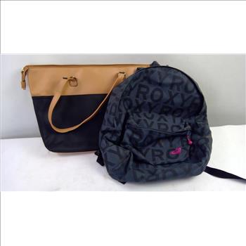 Roxy Backpack, Tan/Black Handbag, And Sunglasses, 4 Pieces