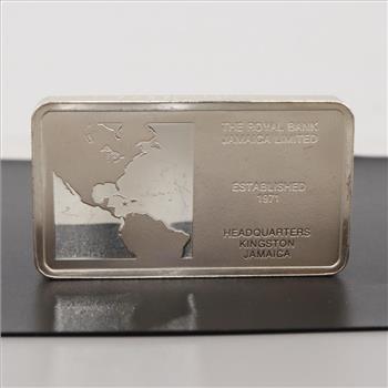 Royal Bank Jamaica Limited Silver Proof 1000 Grain Bar