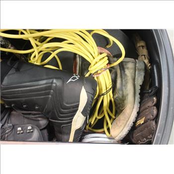 Rubbermaid ActionPacker Heavy Duty Cargo Box Filled With Shoes, Hand Tools, Baseball Gloves, & More; 12+ Pieces