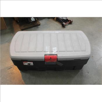 Rubbermaid ActionPacker Heavy Duty Cargo Box Filled With Shoes, Hand Tools, Baseball Gloves, & More; 12+ Pieces