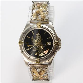 Rushmore Black Hills Gold Eagle Dial Watch With 10kt Gold Plated Tips