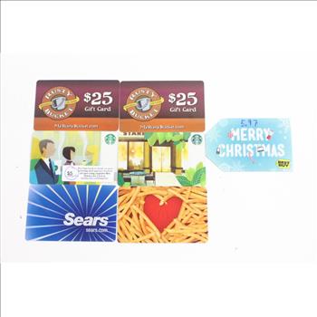 Rusty Bucket And Other Gift Cards, $69.26, 7 Pieces