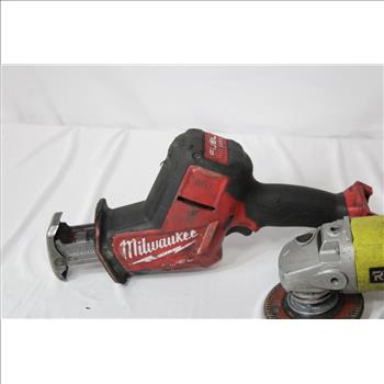 Ryobi Angle Grinder, Milwaukee Hackzall Reciprocating Saw, 2 Pieces