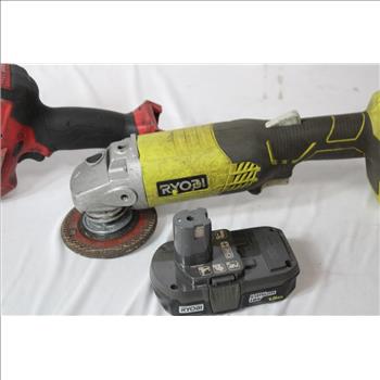 Ryobi Angle Grinder, Milwaukee Hackzall Reciprocating Saw, 2 Pieces