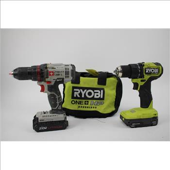 Ryobi Bag, Drill, Porter Cable Drill And Batterys