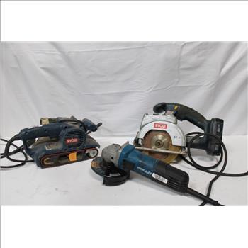Ryobi Circular Saw, Ryobi Corded Electric Belt Sander Power Tool, & Hercules Angle Grinder 3 Pieces
