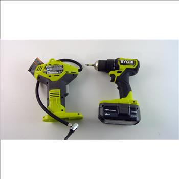 Ryobi Cordless Drill And Inflator, 2 Pieces