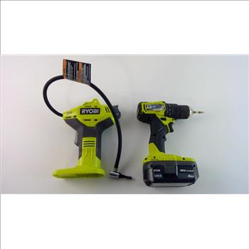 Ryobi Cordless Drill And Inflator, 2 Pieces