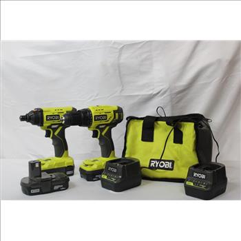 Ryobi Cordless Drill Driver Ryobi Cordlesss Impact Driver & Battery Chargers 5 Pieces
