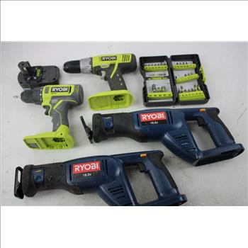 Ryobi Drills, Reciprocationg, And Drill Bits, 5 Pieces