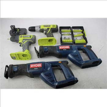 Ryobi Drills, Reciprocationg, And Drill Bits, 5 Pieces