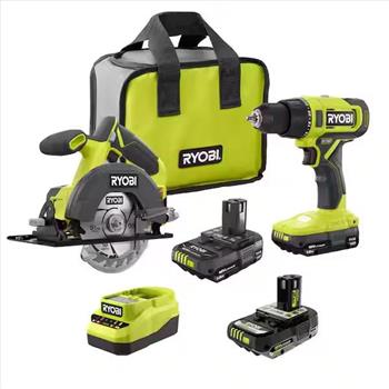 Ryobi ONE+ Cordless 2-Tool Combo Kit With Drill Driver, Circular Saw, Compact Batteries, & Charger