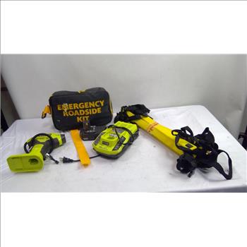 Ryobi Power Inflator Battery Charger Emergency Road Kit And Agility Ladder 4 Pieces
