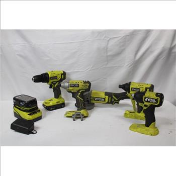 Ryobi Power Tool Lot Impact Driver Angle Grinder 6 Pieces