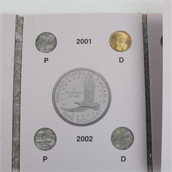 Sacagawea Dollar 2000-2004 Folders, 12 Coins