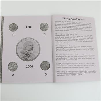 Sacagawea Dollar 2000-2004 Folders, 12 Coins
