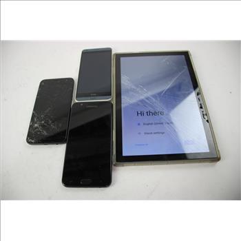 Samsung And More Tablet & Cell Phone Lot, 4 Pieces, Sold For Parts