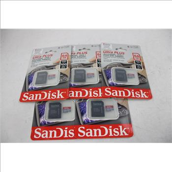 Sandisk 64 Gb Microsd With Adapter, 5 Pieces