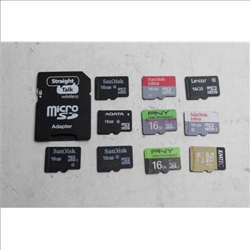 Sandisk, Lexar, PNY< Adata, Emtec Sd Cards And Adapter 11 Pieces