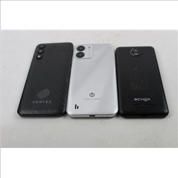 Schok, Maxwest, Vortex Cell Phone Lot, 3 Pieces, Sold For Parts
