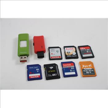 SD, MicroSD, And USB Thumb Drives, 8GB, Lot Of 14