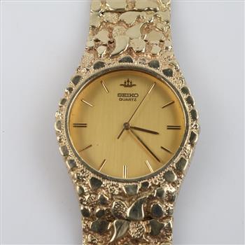Seiko 10kt Gold Nugget Style Watch