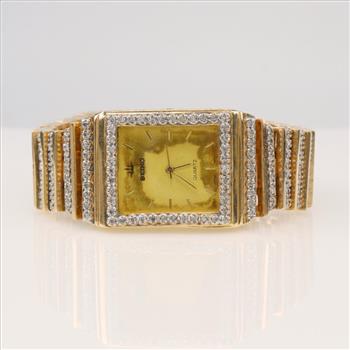 Seiko 2.77cts TW Diamond 14kt Gold Dress Watch - Evaluated By Our Certified Gemologist - AGS / GIA