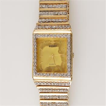 Seiko 2.77cts TW Diamond 14kt Gold Dress Watch - Evaluated By Our Certified Gemologist - AGS / GIA