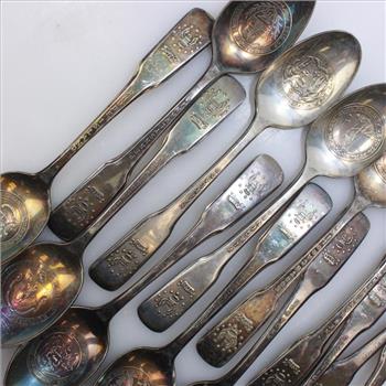 Set Of 13 International Silverplate Bicentennial Commemorative Original Colonies Spoons