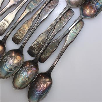 Set Of 13 International Silverplate Bicentennial Commemorative Original Colonies Spoons