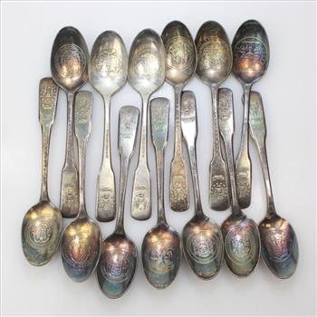Set Of 13 International Silverplate Bicentennial Commemorative Original Colonies Spoons