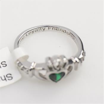 Shanore Silver Emerald Claddagh Ring