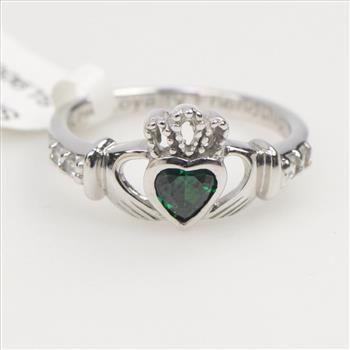 Shanore Silver Emerald Claddagh Ring