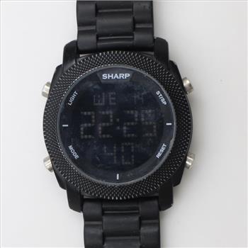 Sharp Black Stainless Steel Watch