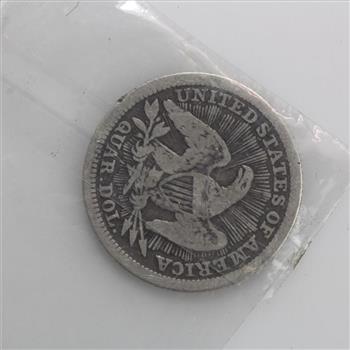 Silver 1853 Seated Liberty Quarter Dollar