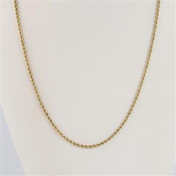 Silver And 10kt GF Twisted Rope Chain Link Neckklace
