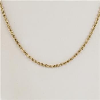 Silver And 10kt GF Twisted Rope Chain Link Neckklace