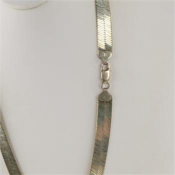 Silver And Gold Plated Herringbone Necklace