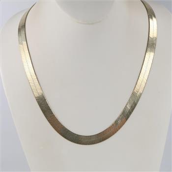 Silver And Gold Plated Herringbone Necklace