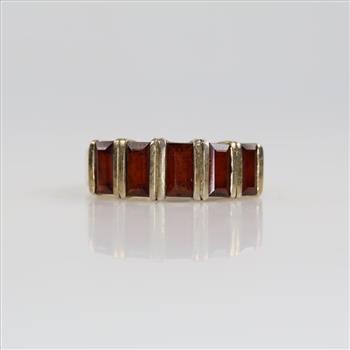 Silver And GP Red Stone Ring