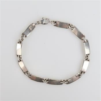 Silver Bar Link Bracelet