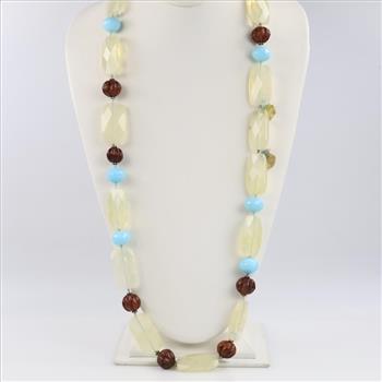 Silver Bead And Stone Neckalce