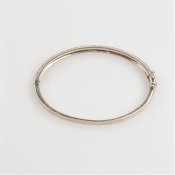 Silver Clear Stone Hinged Bracelet