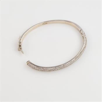 Silver Clear Stone Hinged Bracelet