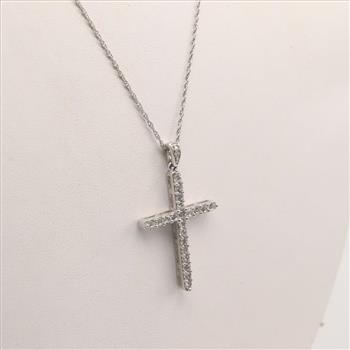 Silver Diamond Cross Necklace